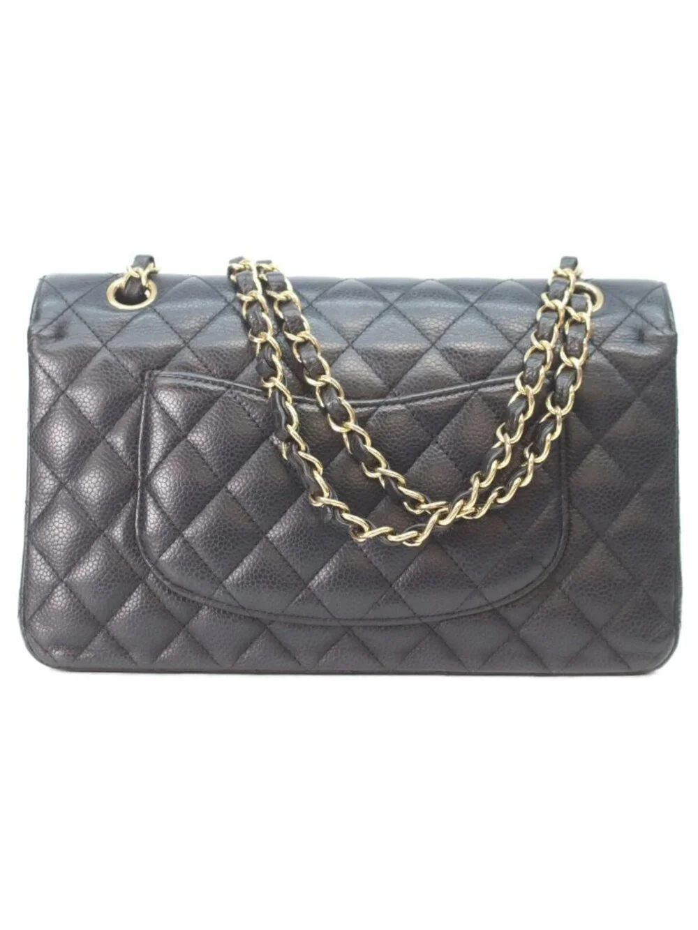 Chanel Black Caviar Gold Quilted 25 Shoulder Bag